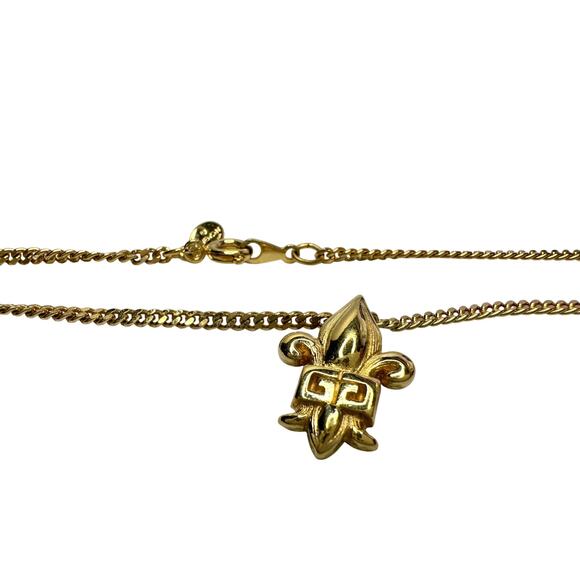 Vintage Givenchy Gold Plated Fleur-De-Lis Pendant Necklace - 15" - Picture 4 of 10